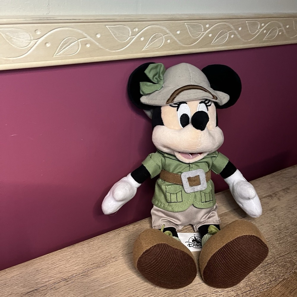 11" Disney Safari Animal Kingdom Minnie Mouse Jungle Stuffed Plush Toy - Picture 4 of 16